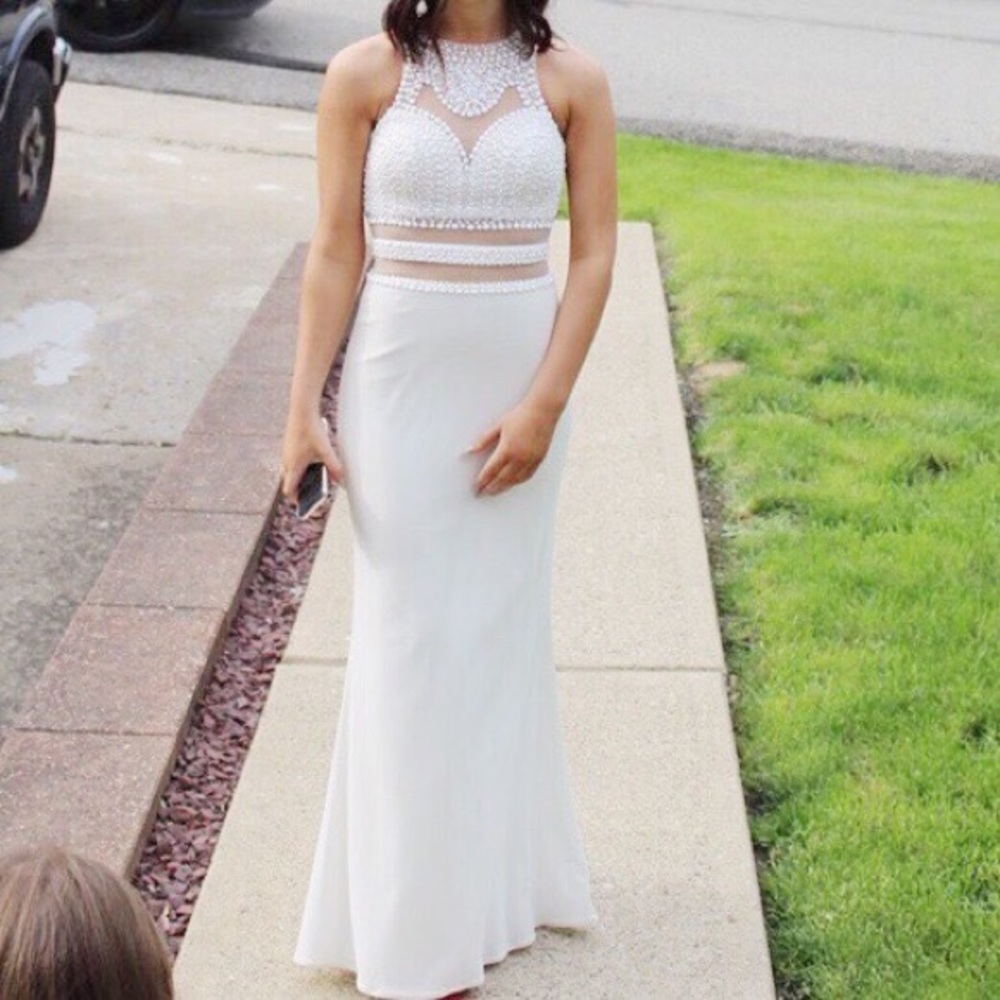 all white prom dress - Picture 2 of 4